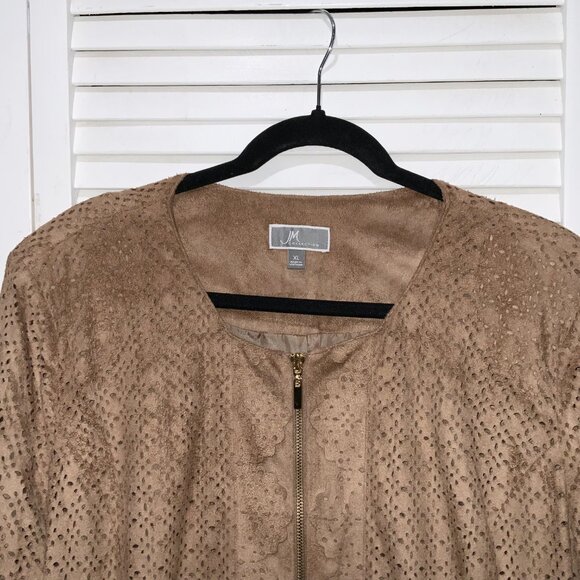 JM Collection Tan Faux Suede Cutout Jacket - Picture 2 of 4